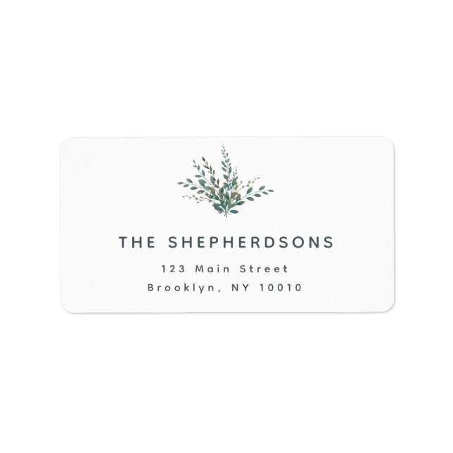 Simple Greenery Foliage Return Address Label (Front)