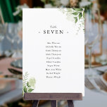 Simple Greenery Foliage Seating Plan Table Number<br><div class="desc">These elegant botanical greenery leaves wedding table numbers can be personalized with your guests' seating plan set in chic typography. The cards are printed on the front and back (double-sided). Designed by Thisisnotme©</div>