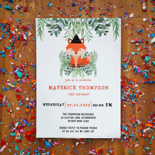 Simple Greenery Forest Woodland Birthday Invitation