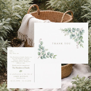 Simple Greenery Funeral Personalized Thank You III Postcard