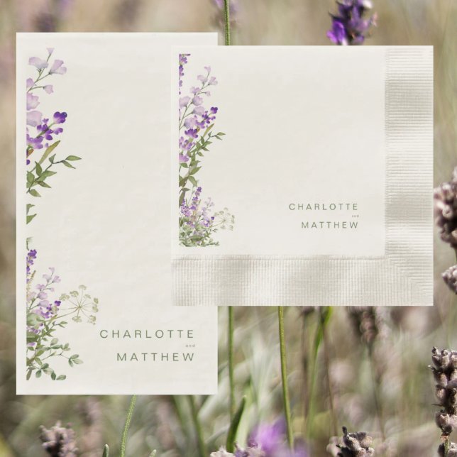 Simple Greenery Lavender Square Wedding Napkins (Creator Uploaded)
