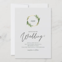 Simple Greenery Leaves Handwriting Style Wedding
