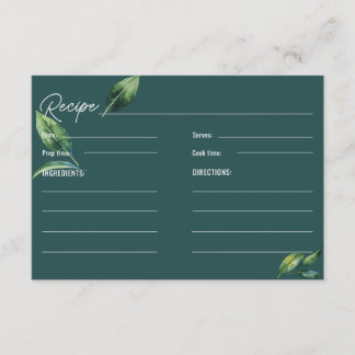 Simple Greenery Minimalist Bridal Shower Recipe Enclosure Card