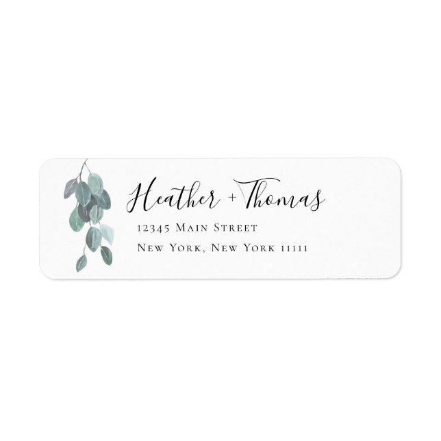 Simple Greenery Minimalist Return Address Label (Front)