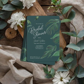 Simple Greenery Minimalist Script Bridal Shower Invitation