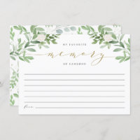 Simple Greenery My Favorite Memory Bridal Shower