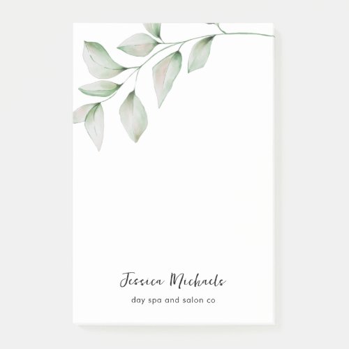 Simple Greenery Name and Business Title Post_it Notes