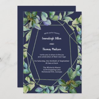 Simple Greenery | Navy Geometric Wedding