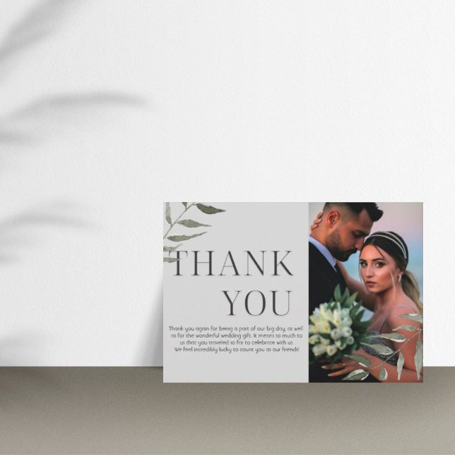 Simple Greenery Photo Thank You Card   (Creator Uploaded)