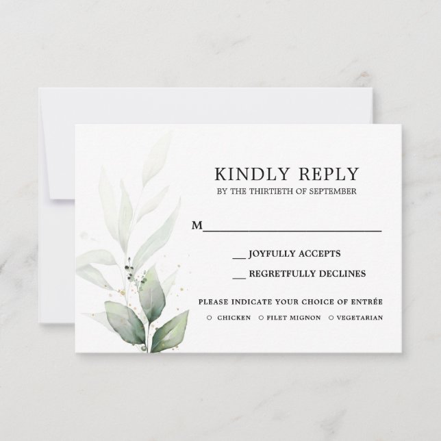 Simple Greenery RSVP wedding insert card (Front)