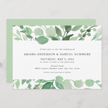Simple Greenery Wedding 4197 Invitation by lemontreeweddings at Zazzle
