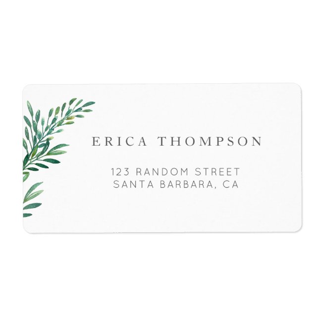 Simple Greenery Wedding Address Label (Front)