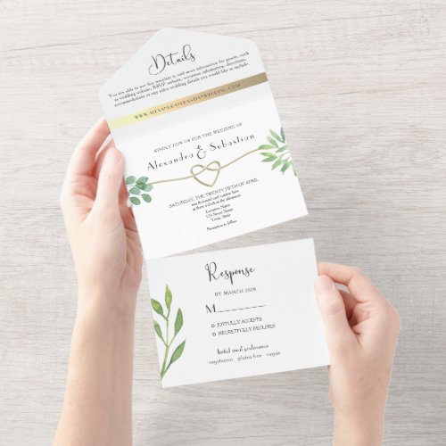 Simple Greenery Wedding All In One Invitation