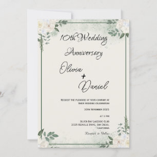 Simple Greenery Wedding Anniversary Invitations