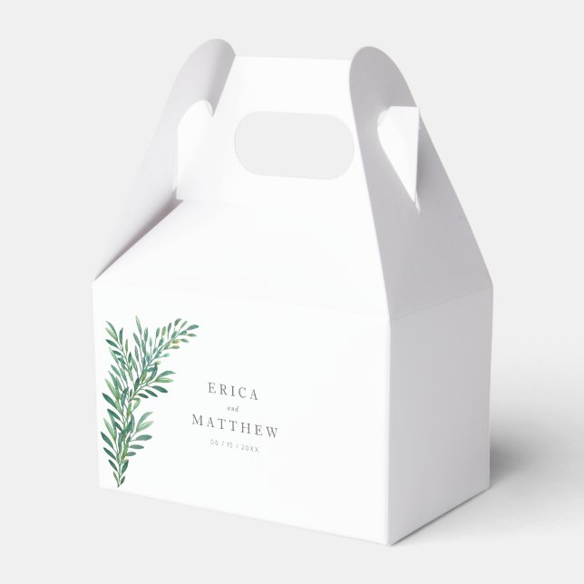 Simple Greenery Wedding Favor Box (Front Side)
