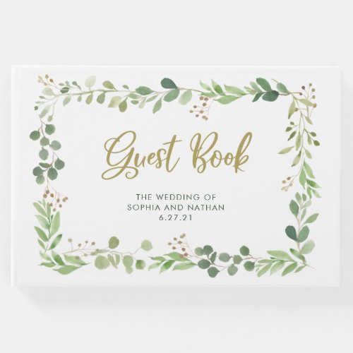 Simple Greenery  Wedding Guest Book