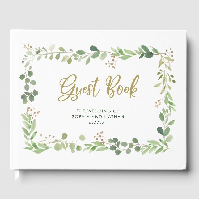Simple Greenery | Wedding Guest Book (Front)