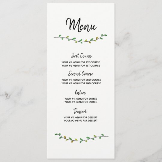 Party Menu Wedding Menu Cards printable menu greenery Dinner Menu Editable Menu Wedding Menu greenery Template greenery menu M57-011