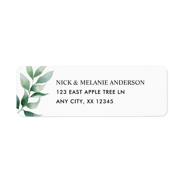 Simple greenery wedding return address label (Front)