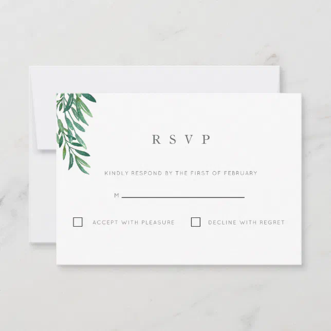 Simple Greenery Wedding RSVP Card | Zazzle