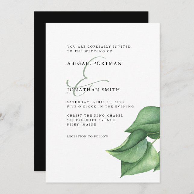 Simple Greenery with Ampersand Wedding Invitation (Front/Back)