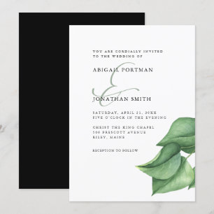 Simple Greenery with Ampersand Wedding Invitation