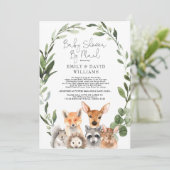 Simple Greenery Woodland Baby Shower By Mail Invitation (Standing Front)
