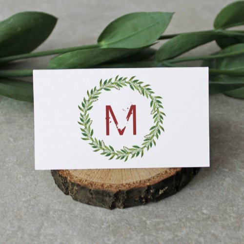 Simple Greenery Wreath  Business Card