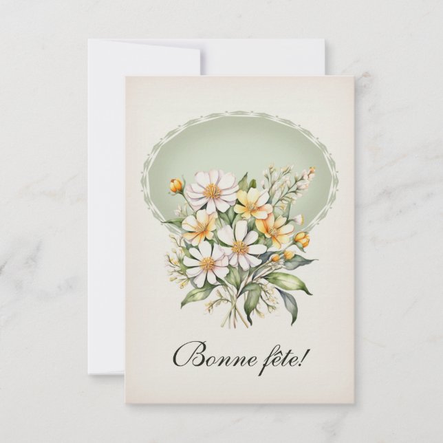 Simple greeting card, field daisy thank you card (Front)