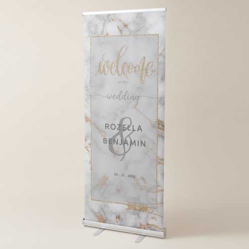 Simple Grey and Gold Marble Agate Elegant Retractable Banner