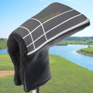 Simple grey and gold minimalist custom name  golf head cover