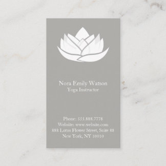 Simple Grey and White Lotus Flower Business Card