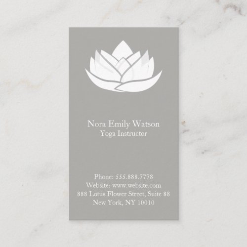 Simple Grey and White Lotus Flower Business Card