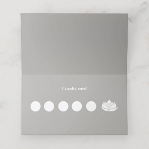 Simple Grey and White Lotus Flower Business Loyalty Card