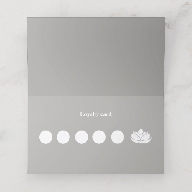 Simple Grey and White Lotus Flower Business  Loyalty Card (Inside Unfolded)