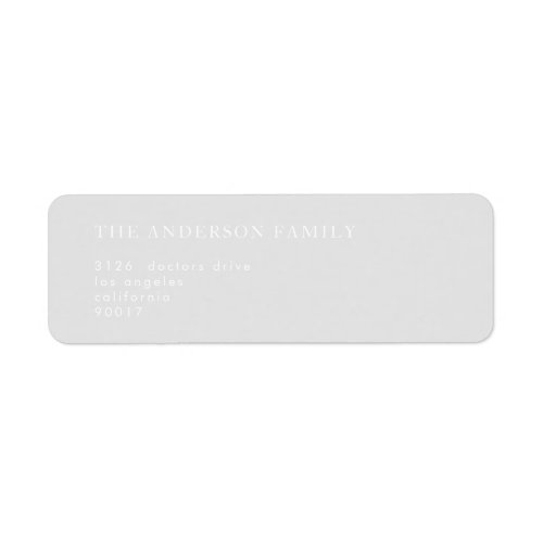 Simple Grey and White Modern Calligraphy Return Label