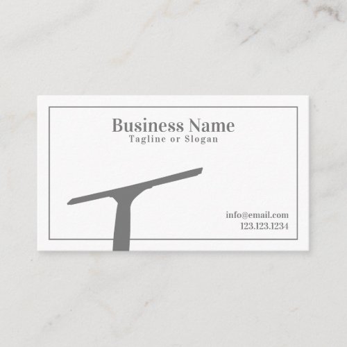 Simple Grey and White Squeegee Window Cleaning Business Card