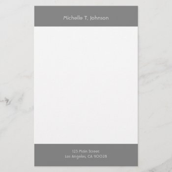 Simple Grey Border Stationery by DonnaGrayson at Zazzle