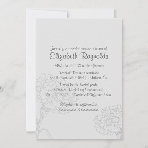 Simple Grey Bridal Shower Invitations