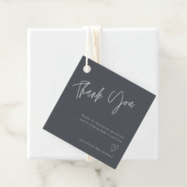 Simple Grey Bridal Shower Thank You Favor Tags | Zazzle