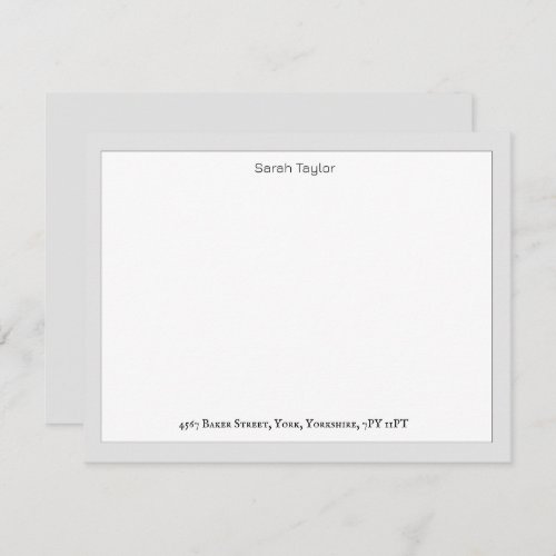 Simple Grey Correspondence Business Stationery  Note Card