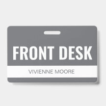 Simple Grey Custom Hotel Front Desk Employee ID