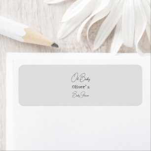 Simple Grey Elegant Calligraphy Baby Shower Label