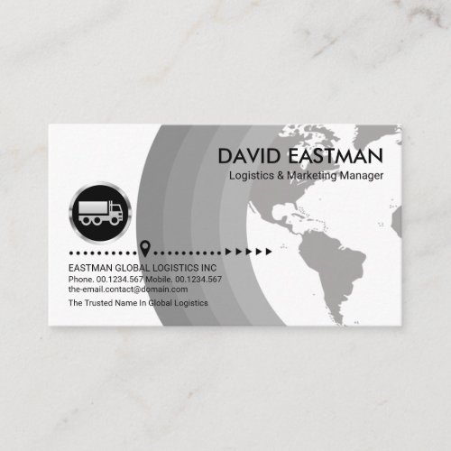 Simple Grey Globe Layers Logistics Transport Business Card