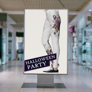 Simple grey gothic web Halloween party Leggings