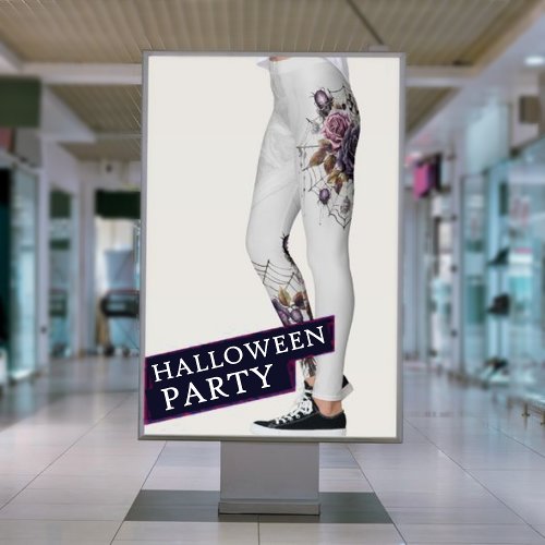 Simple grey gothic web Halloween party Leggings