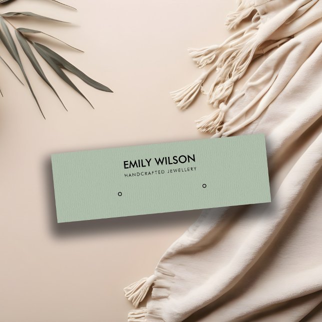 SIMPLE GREY GREEN KRAFT STUD EARRING DISPLAY LOGO MINI BUSINESS CARD (Creator Uploaded)