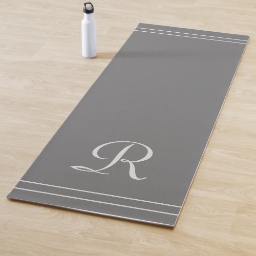 Simple Grey Initial Monogram Exercise Yoga Mat