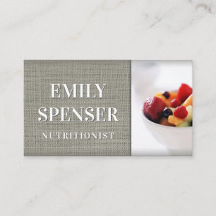 Simple Grey Linen Nutritionist Business Card