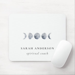 Simple Grey Lunar Celestial Moon Phase Watercolor Mouse Pad